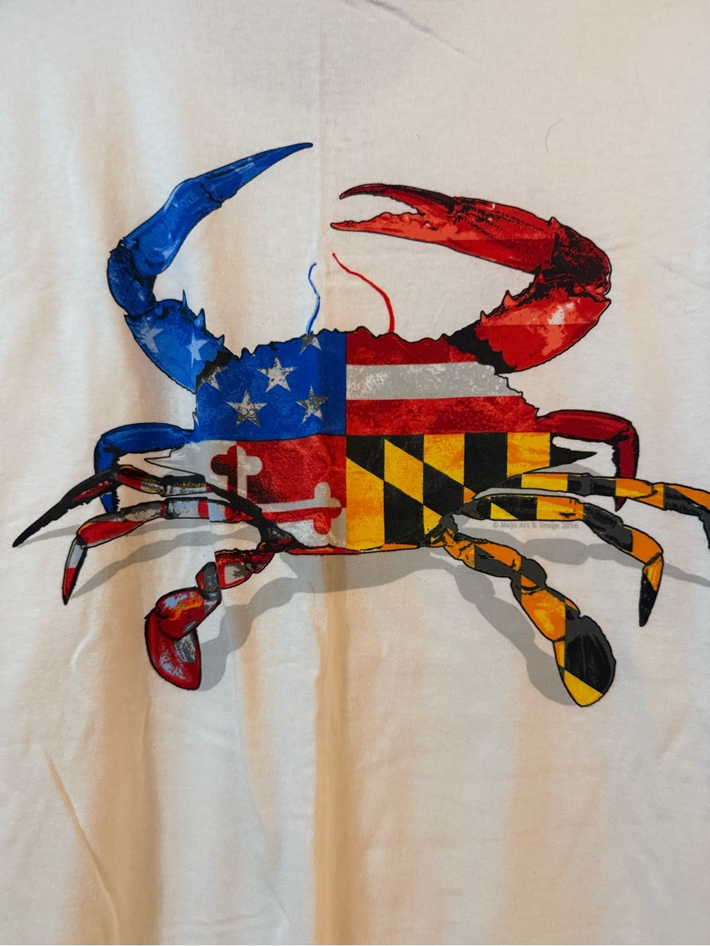 Maryland My Maryland White Cotton Tee T-Shirt Patriotic Flag Blue Crab XXL